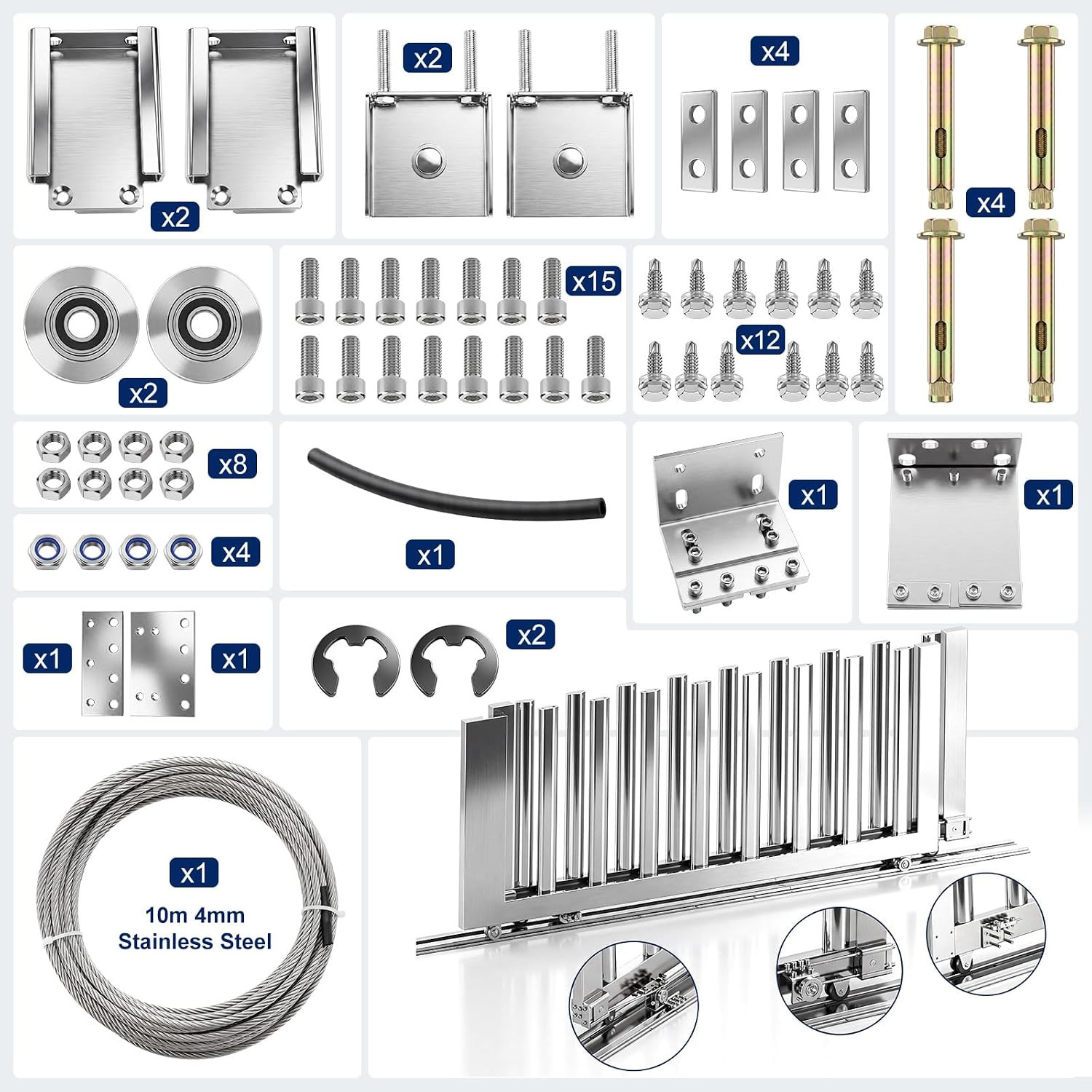 Heavy Duty Telescoping Sliding Gate Hardware Kit Saving Driveway Gate System wit