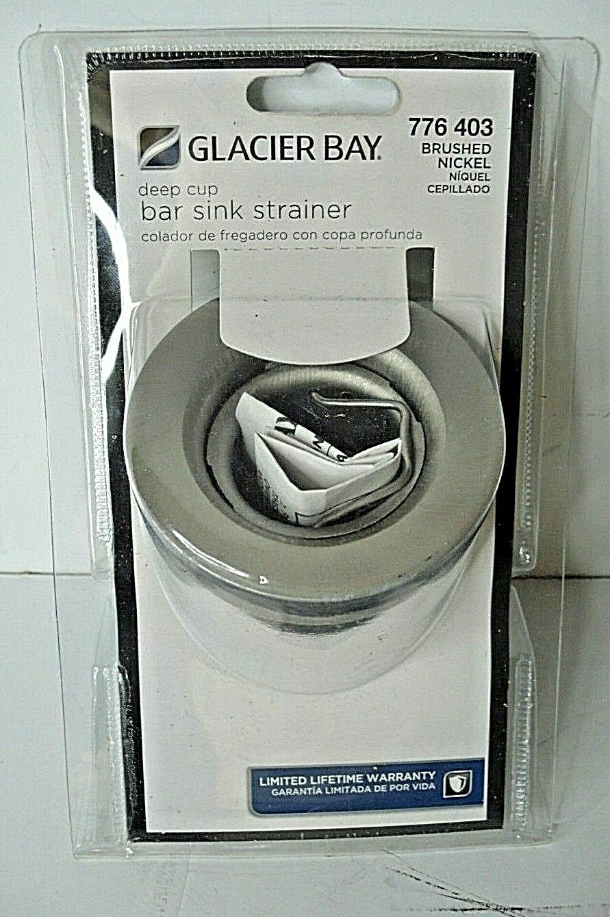 NEW GLACIER BAY DEEP CUP BAR SINK STRAINER BRUSHED NICKEL FINISH, 776-403