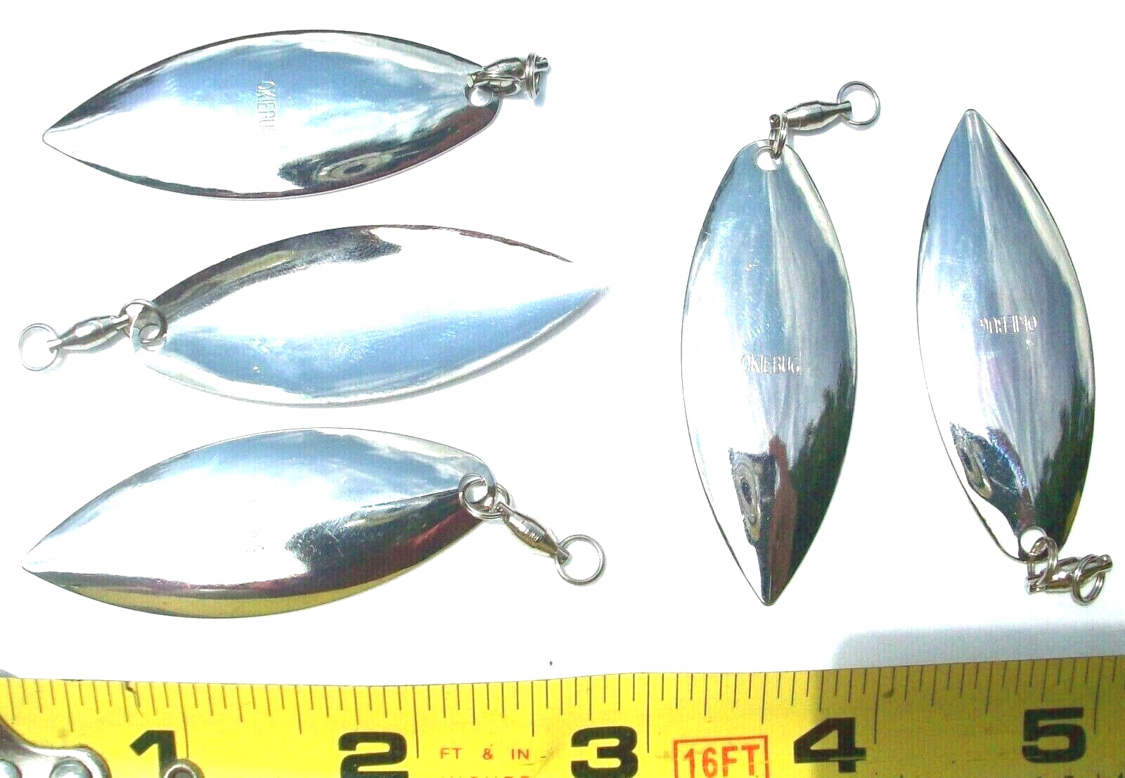 5ct Nickel #5 WILLOWLEAF Spinnerbait Blades + BALL BEARING SWIVELS Willow blade