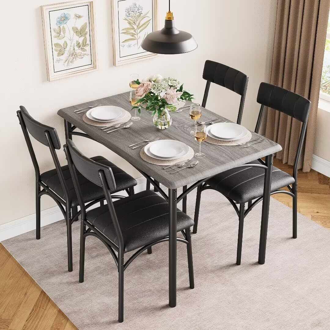 Kitchen Table with 4 Upholstered Chairs ,Dining Room Table Set for 4 Dinette Set