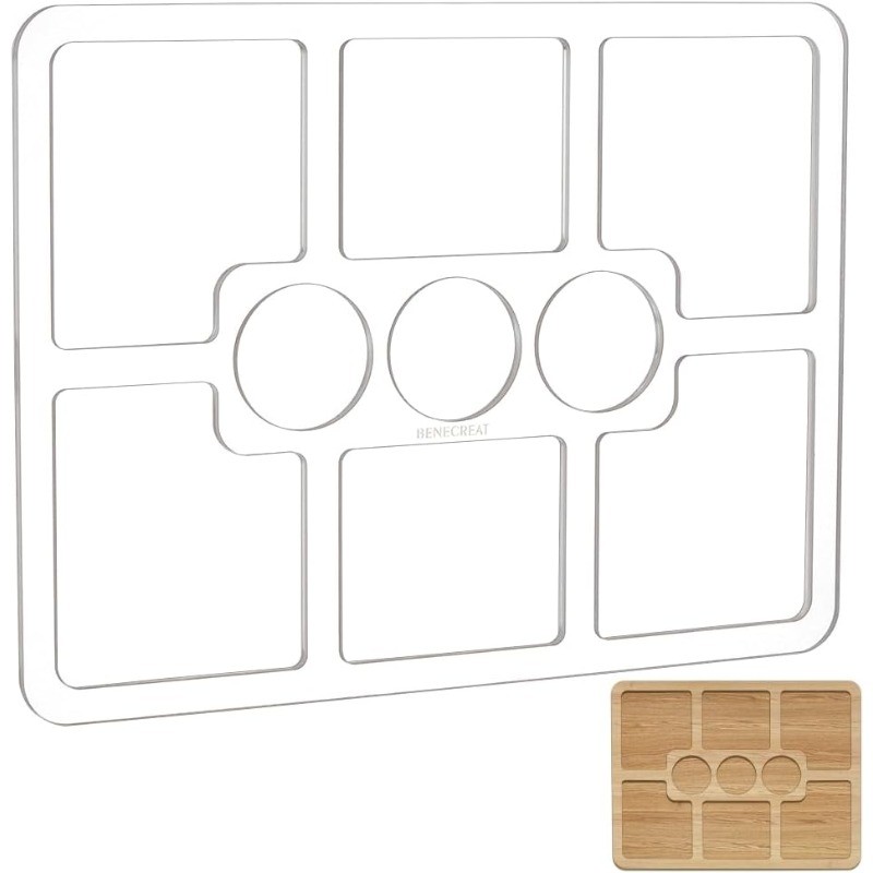 9 Pocket Acrylic Valet Tray Router Templates, 11.6x15.35x0.25 Inch Rectangle