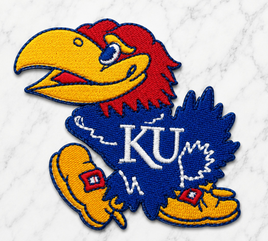 KANSAS JAYHAWKS NCAA EMBROIDERED IRON ON PATCH 3.25"X2.25" FREE SHIPPING&TRACK