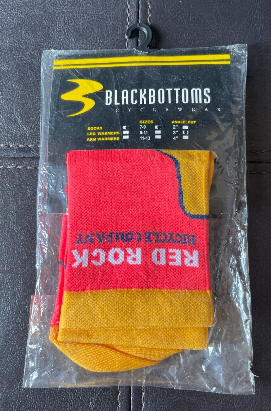 New Blackbottoms Cycle Wear Cycling Socks 1 Pair Yellow Red 3" Size 7-9 Red Rock