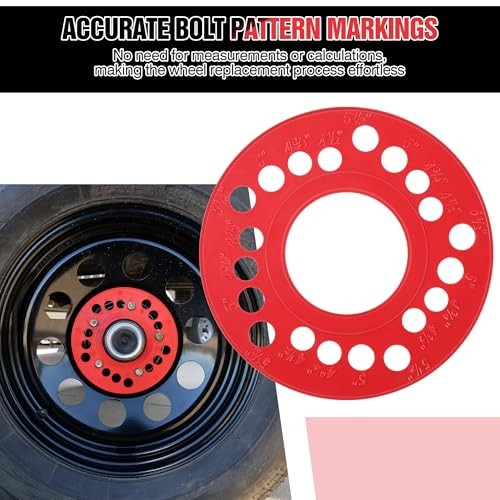 2 PCS Wheel Bolt Pattern Measuring Tool, 5 Lug Bolt Template, Trailer Axle Red