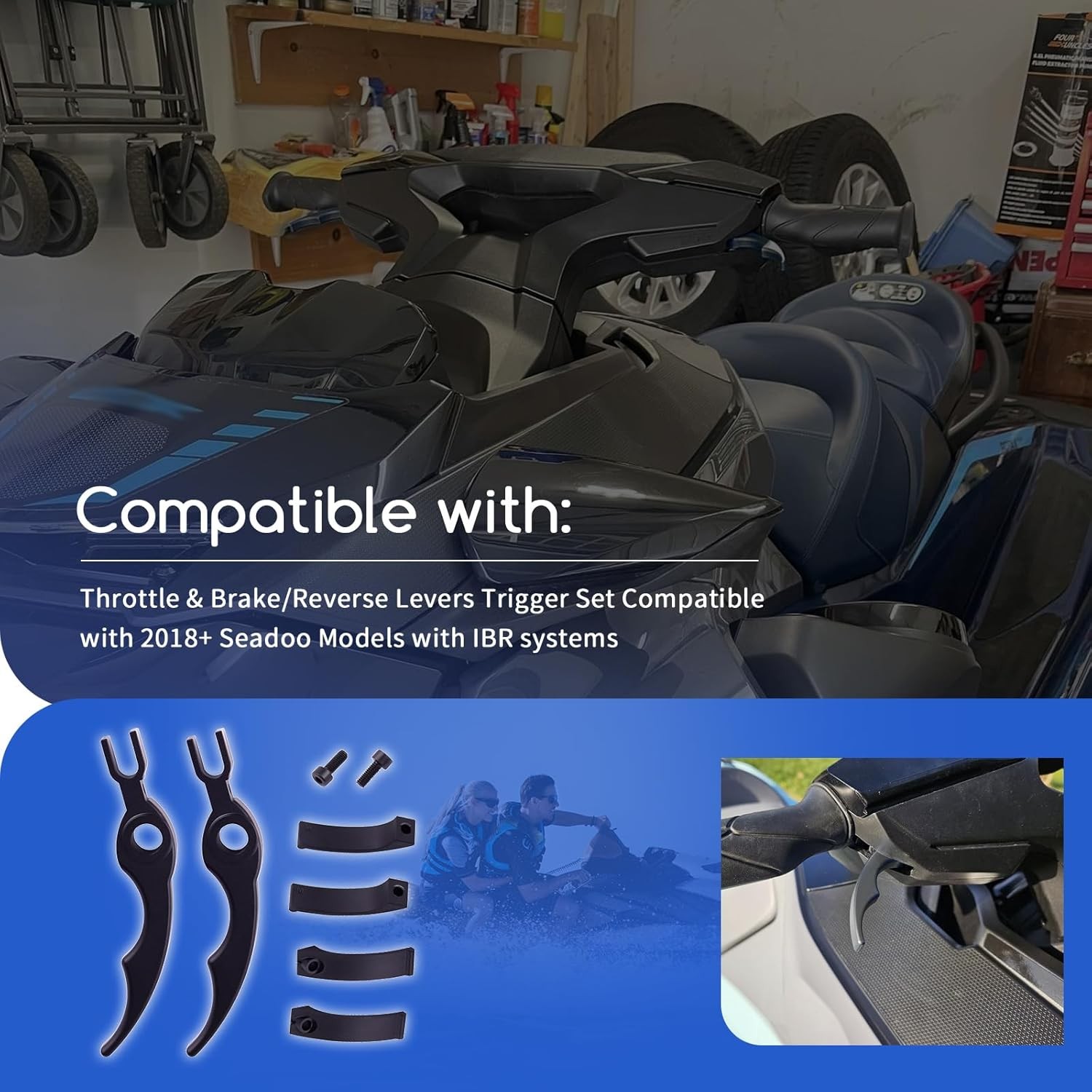 Throttle&Brake/Reverse Levers Upgrade Trigger Set For 2018+Seadoo w/IBR Systems