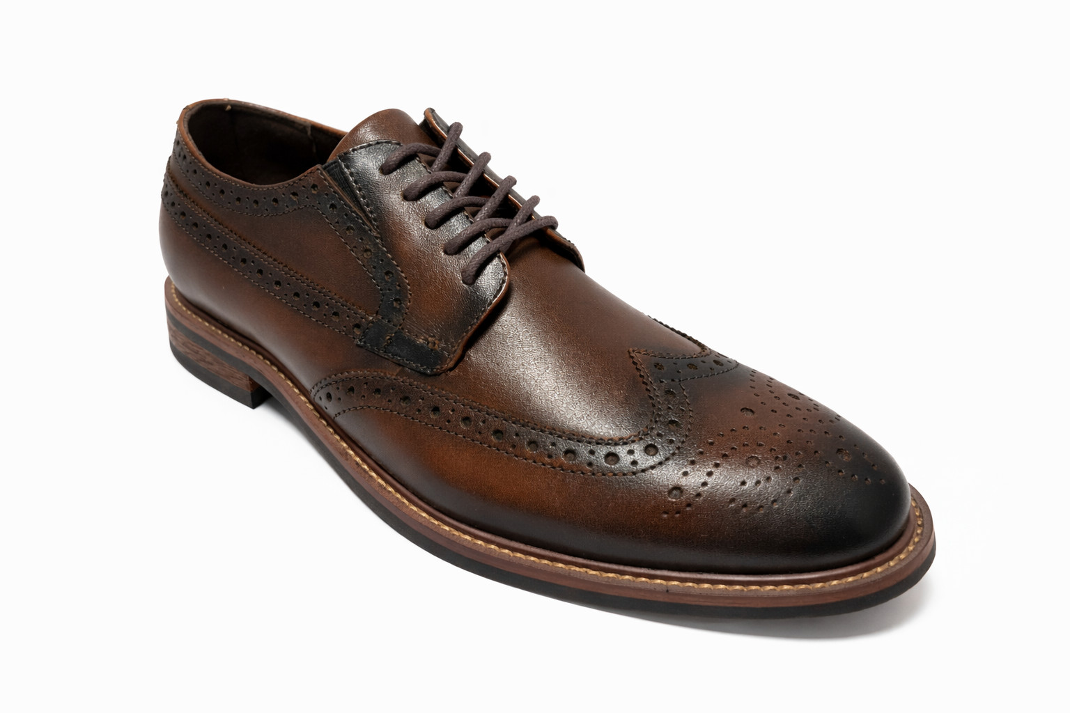 La Milano Kylian Mens Dark Brown WingTip Leather Oxford Shoes A124193