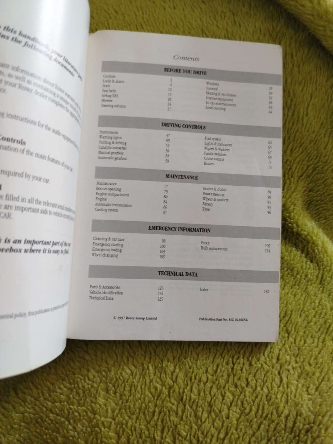 Rover 400 Series Owners Handbook 1997