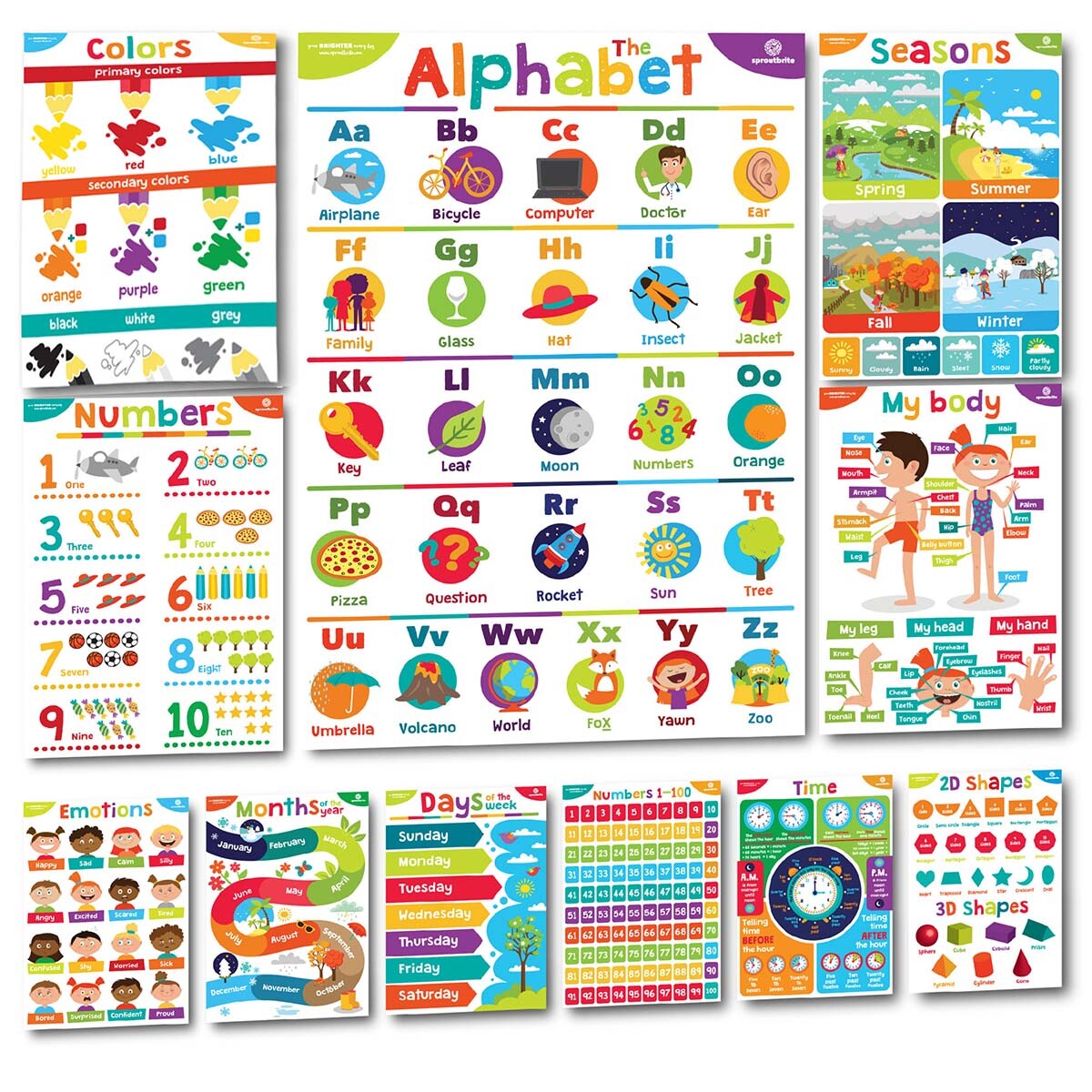 11 - Sproutbrite Educational Posters Classroom for Preschool Early Learning