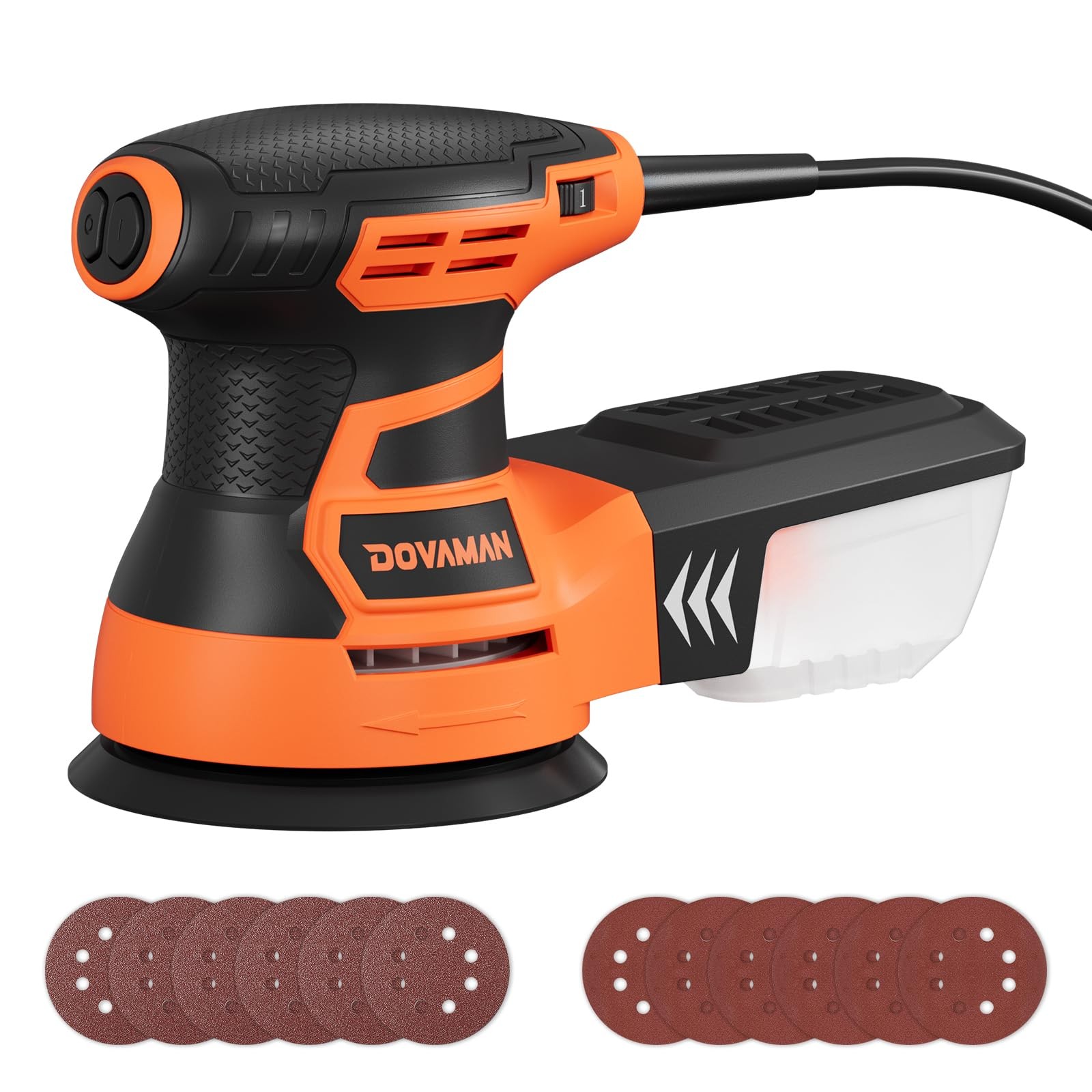 Orbital Sander, Up to 13000 rpm, 3A Random Orbit Sander, 6 Variable Speeds, 1...