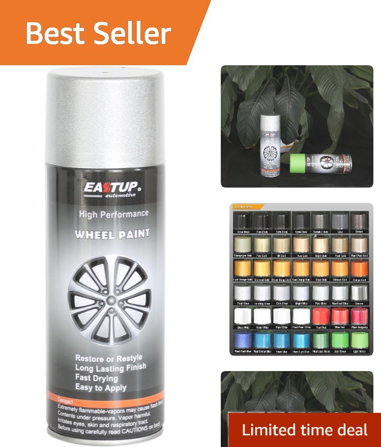 Flash Silver Metallic Wheel Spray Paint - Stunning Finish, 12.8 Fl Oz
