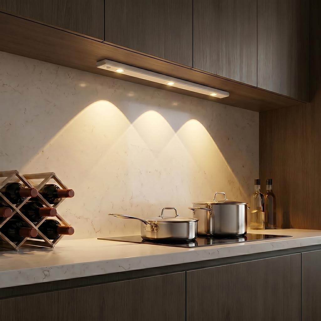 2-Pack Wireless Under Cabinet Lights, Rechargeable Motion Closet Light, 3-Col...
