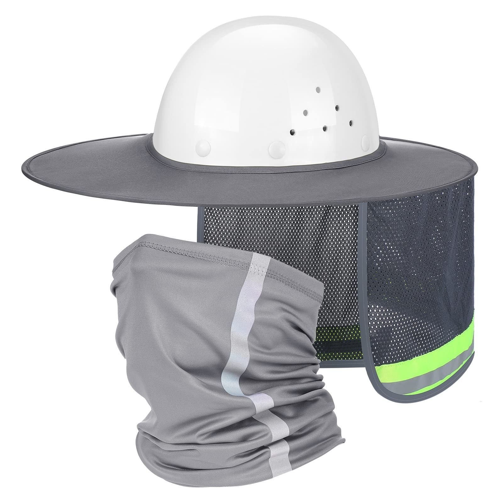 SATINIOR 2 Pcs Sun Hard Hat Neck Protection High Visibility Full Brim Mesh Su...