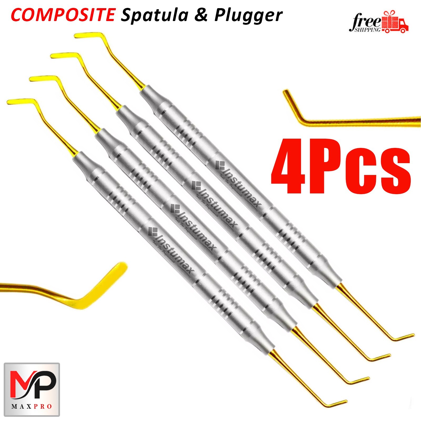 X4 Flat Plastic Plugger Gold Color Tip Cavity Preparations Espátula De Dentales