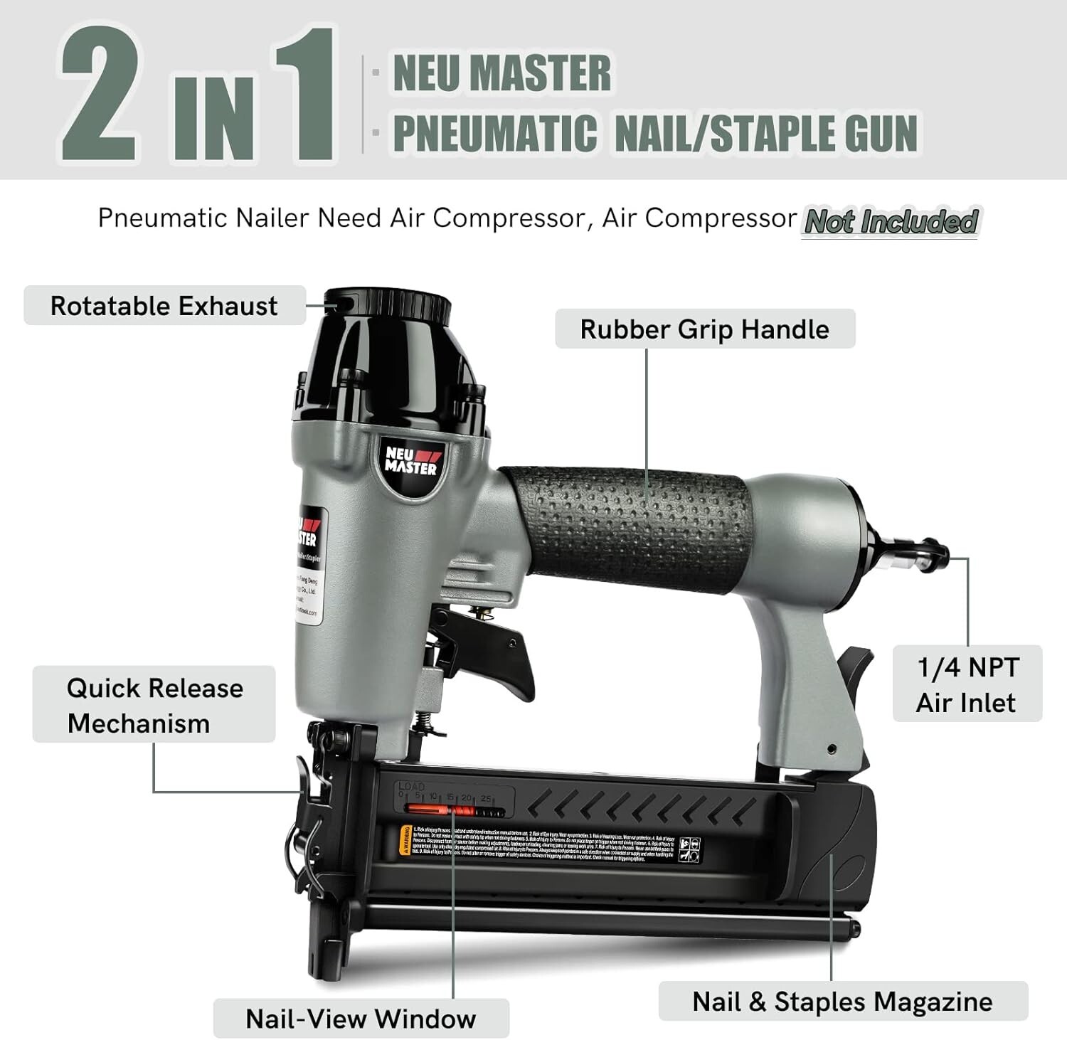 Complete Pneumatic Nail Gun Set with Carrying Case & Accessories - User-Friendly