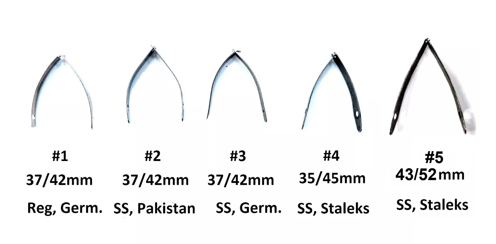 5 pair of Double springs for cuticle nippers and nail clippers, Germany.