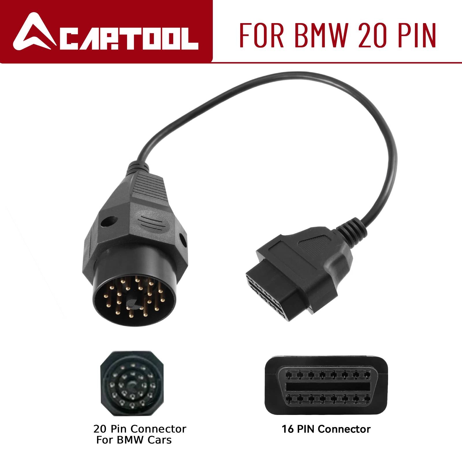 20 Pin to 16 Pin OBD2 Plug Connector Cable For BMW Diagnostic Tool Line