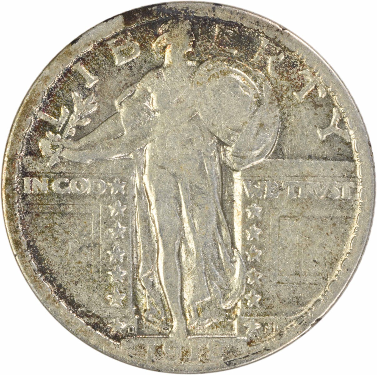 1918-D Standing Liberty Silver Quarter VF Uncertified #205