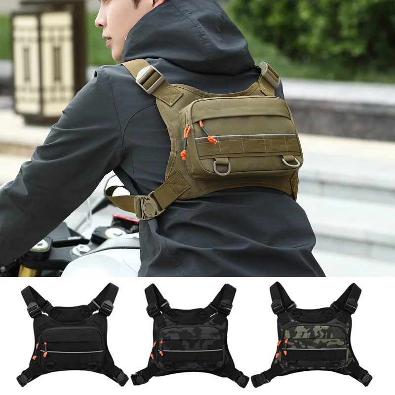Tactical Chest Bag for Men Running Front Vest Backpack Rig Pouch Hiking Cycling