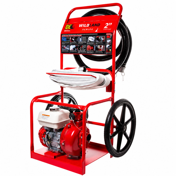 Fire Defense Pump Kit, 100 PSI Portable System with Hose and Cart