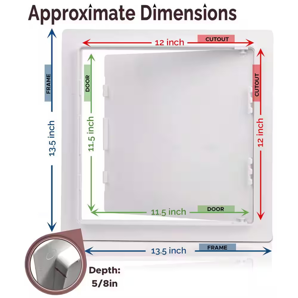 12 In. X 12 In. White Plastic Drywall Access Panel
