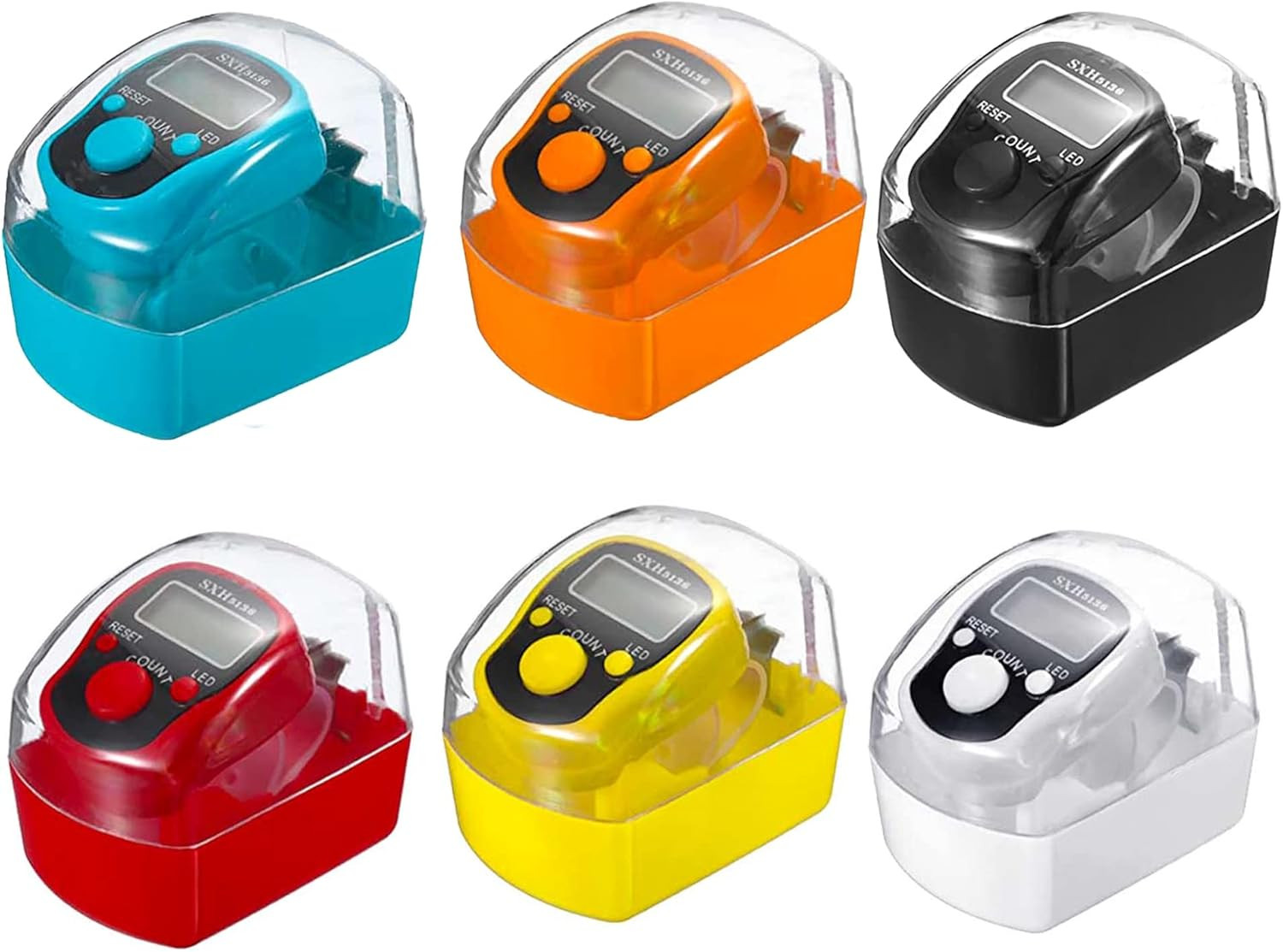 6-Pack Digital Tally Finger Counter with Led, Colorful Tasbeeh Tasbih 5-Digits C