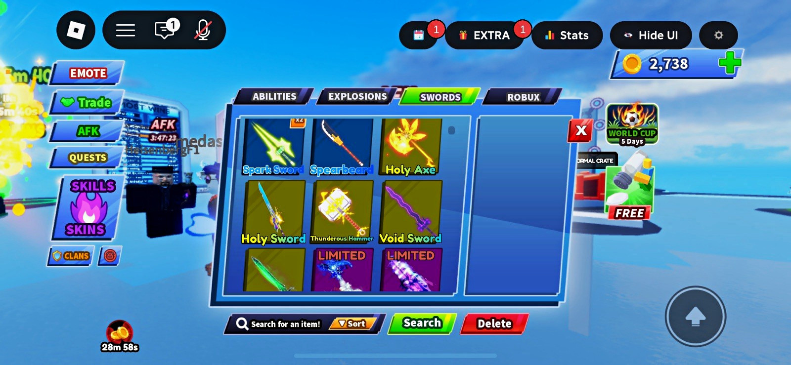 Roblox Limited Unique Secret Swords Inventory In-Game Item/Asset