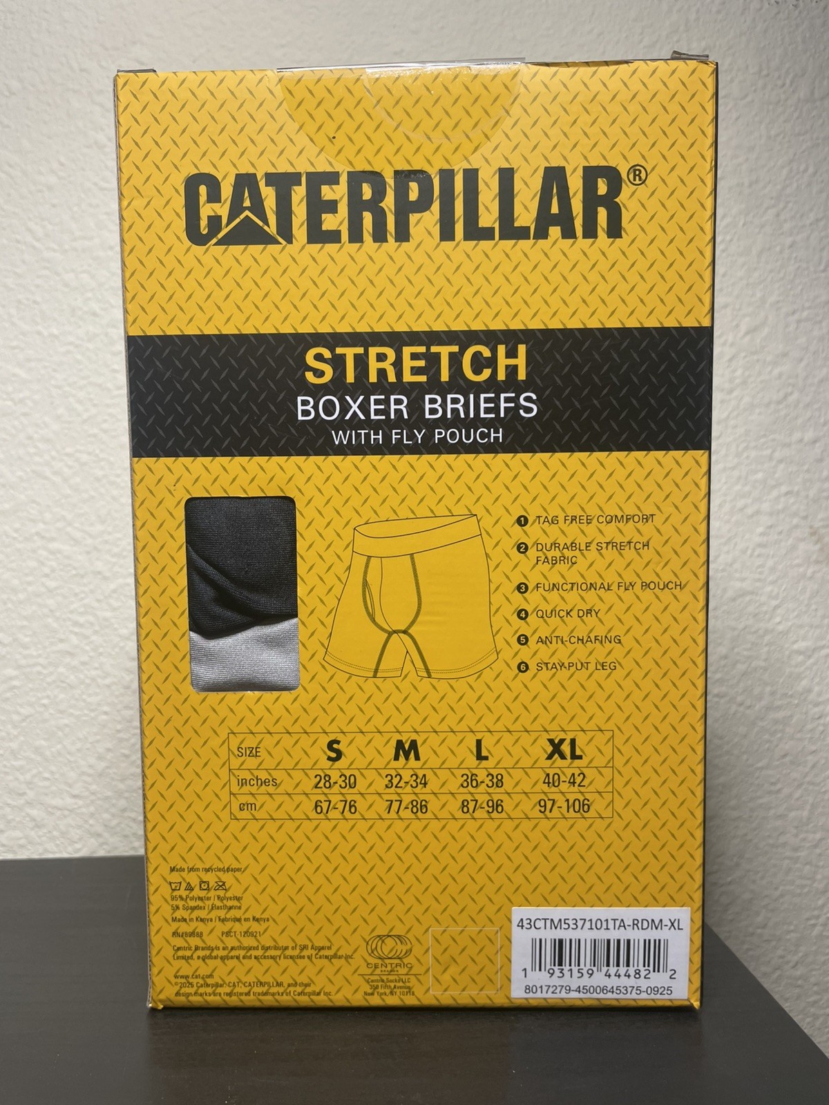 XL NIB CAT 4-Pack Stretch Boxer Briefs With Fly Pouch X-Large Quick Dry New