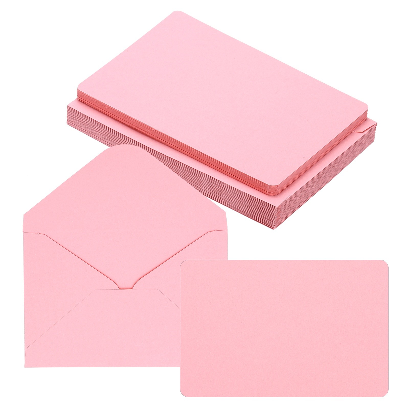 25Sets 4 x 6" Blank Greeting Cards and Envelopes, Rounded Corner  Cards, Pink