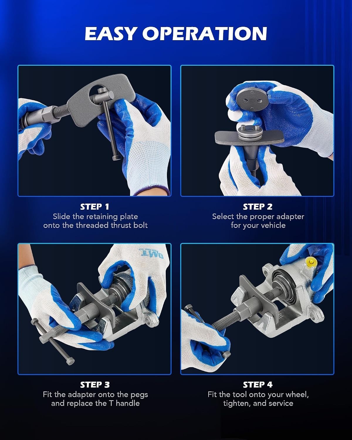 OMT 24pc Brake Caliper Compression Tool with Adapters & Hangers, Sandblast | ...