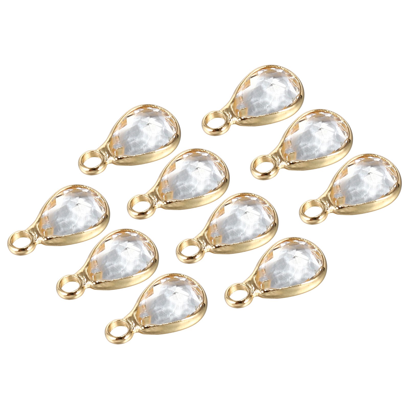 Birthstone Charm Beads Drop Pendant, 10Pcs Birthstone 0.47 x 0.24", White
