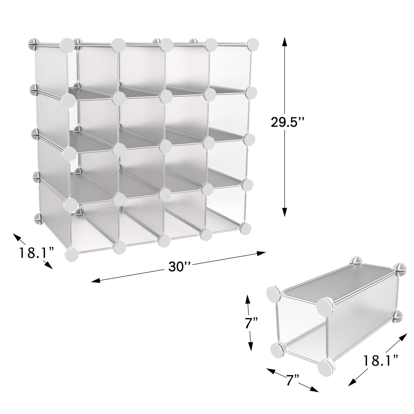 Cube Organizer 16 Cube Shelves with Interlocking, Customizable, Stackable Mod...