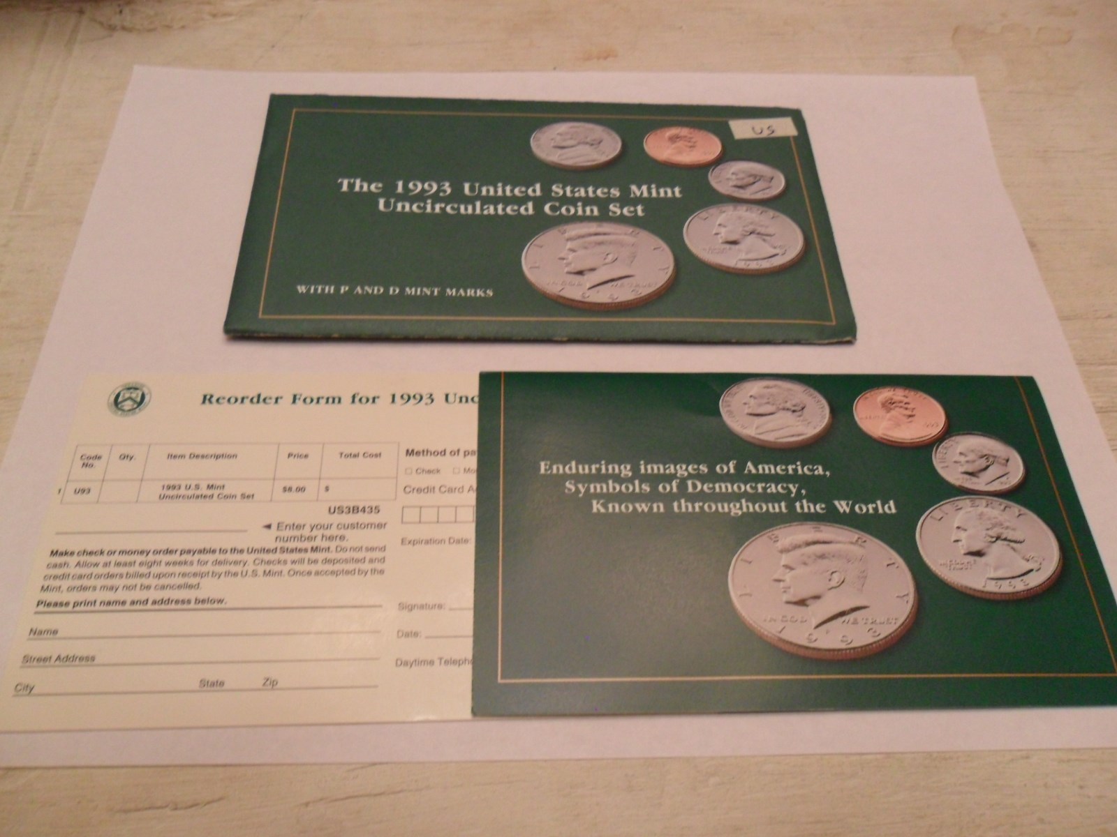 1993 Mint Set Envelope ONLY *NO COINS*  **FREE SHIPPING**