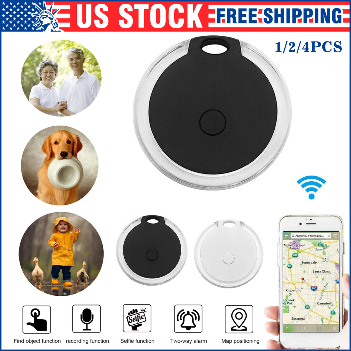 1-4PCS Mini Pet Dog Cat GPS Locator Tracker Tracking Anti-Lost Device Waterproof