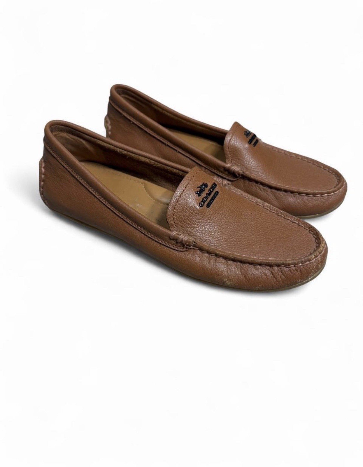 Coach Mary Lock Up Leather Driving Loafers Brown Slip On Women’s 8.5