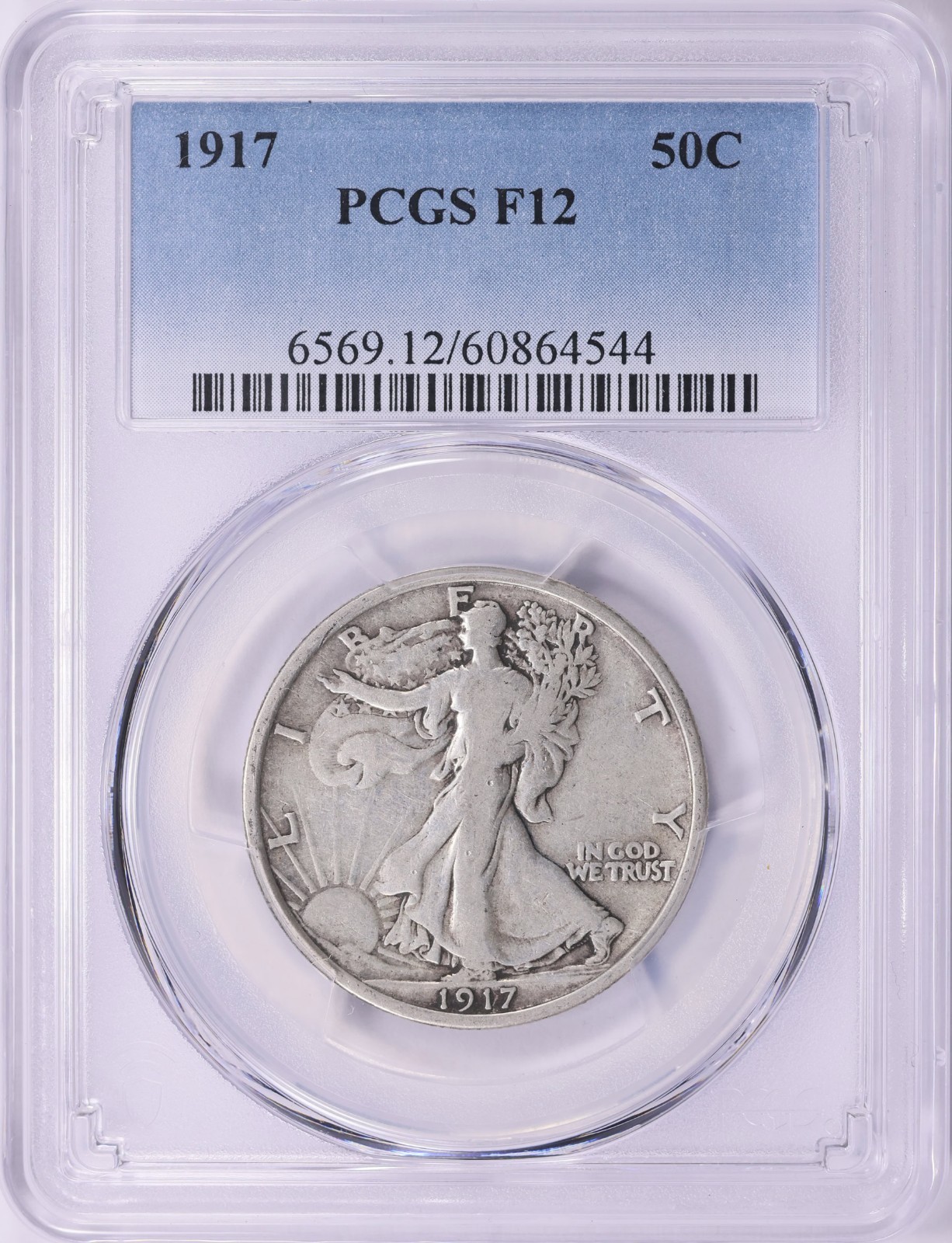 1917 Walking Liberty Half Dollar 50c *PCGS F12 Fine* Nice Originality