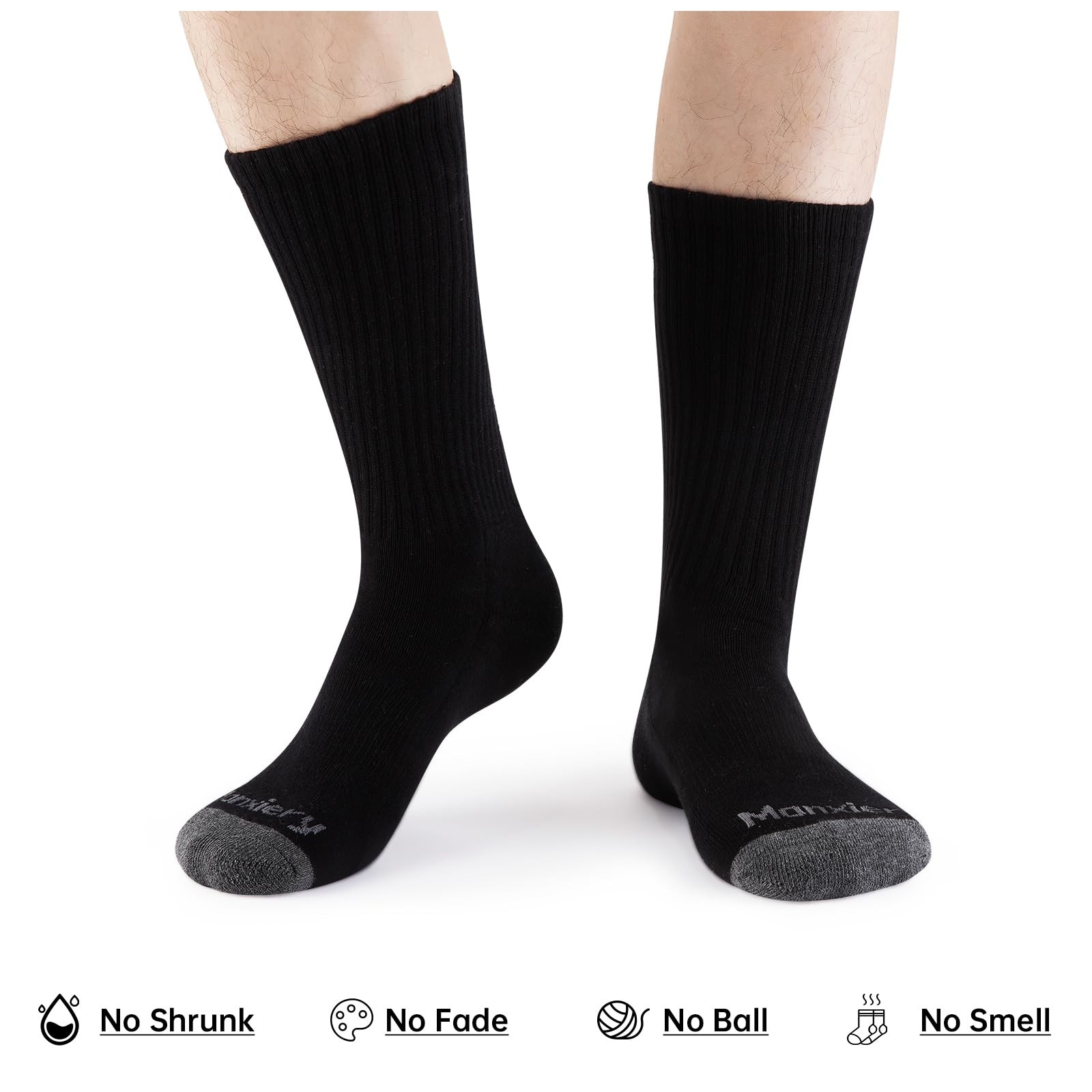100% Cotton Moisture Wicking Cushioned Crew Socks, Athletic