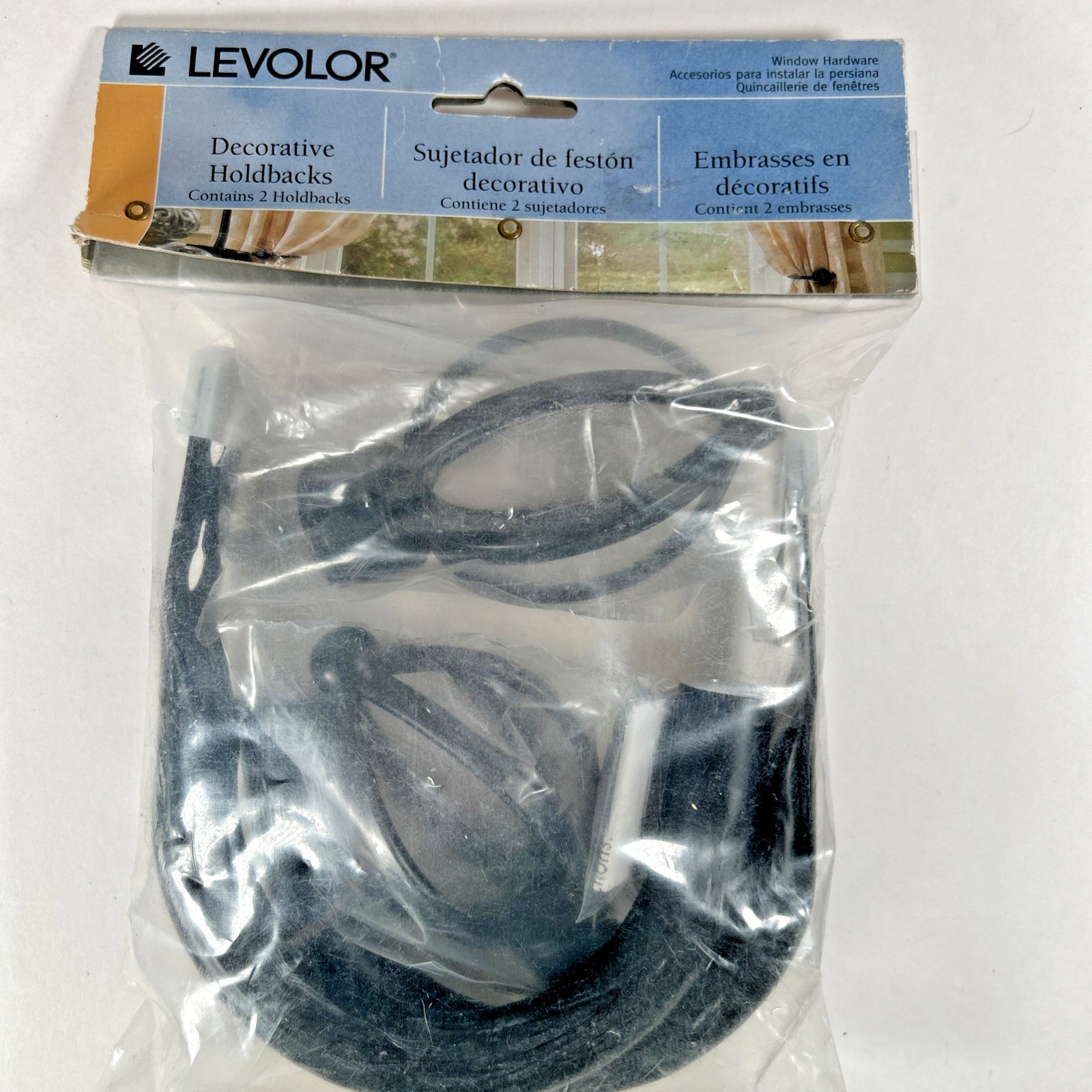 Levolor Decorative Holdbacks 2 Pack Black with Finials #77375