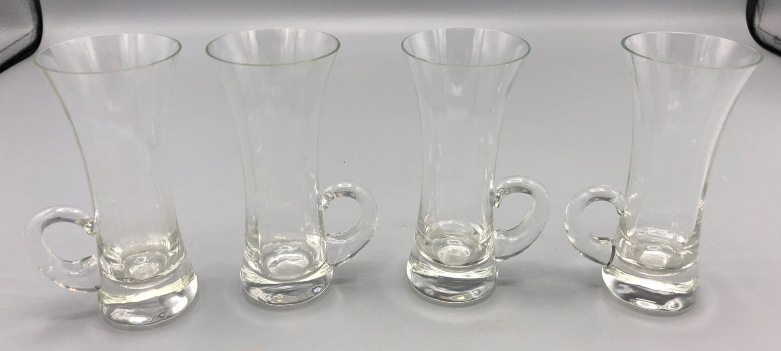 Optic Panel Crystal Shot Cordial Glasses with Handles 4" Tall Set of 4