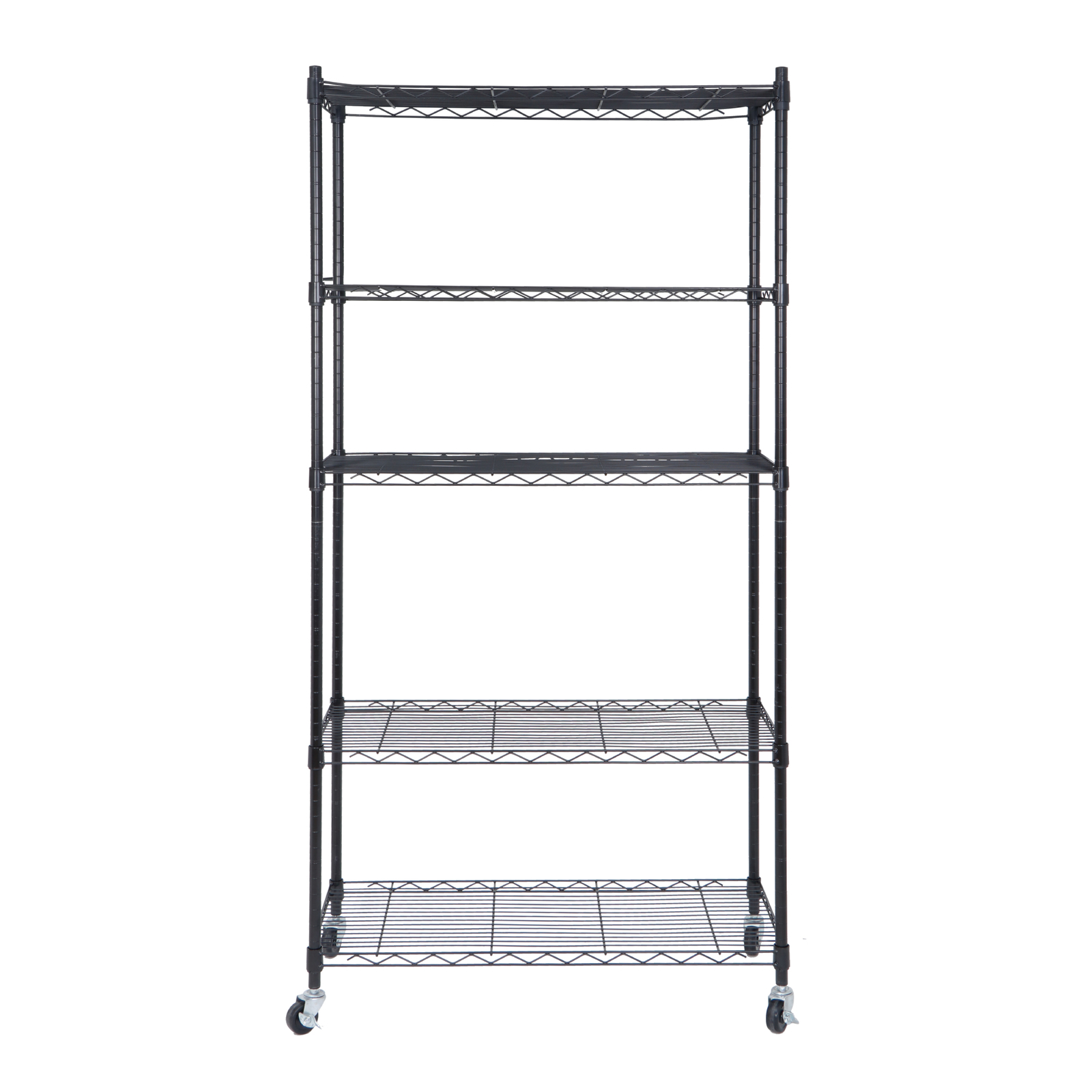5-Tier Heavy Duty Shelving Storage Rolling Carts Unit Wheel Casters Black Shelf