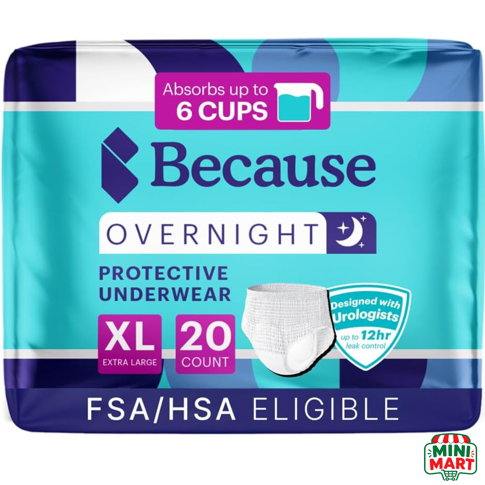 Because Overnight Adult Incontinence Underwear XL 20 Ct Extra Absorbent Pull Ups