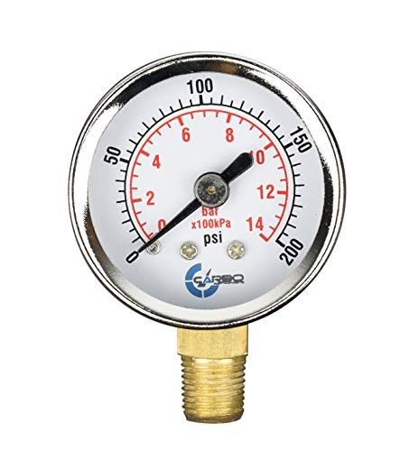 Pressure Gauge, Chrome Plated Steel Case, Dry, 0-200 psi/kPa, Lower Mount 1/8"