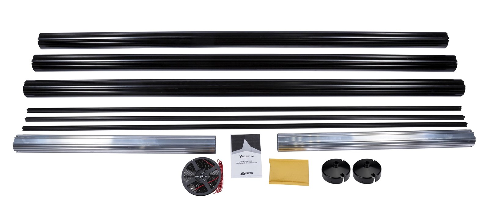 Velarium VET022B 22' Cut-to-Fit Roller Tube Assembly With Black End Caps and LED