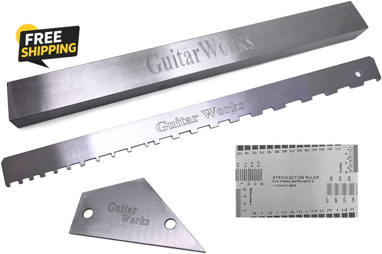 4 Pieces Guitar Luthier Tools Set Unilateral Notched Guitar Neck Straight Edge