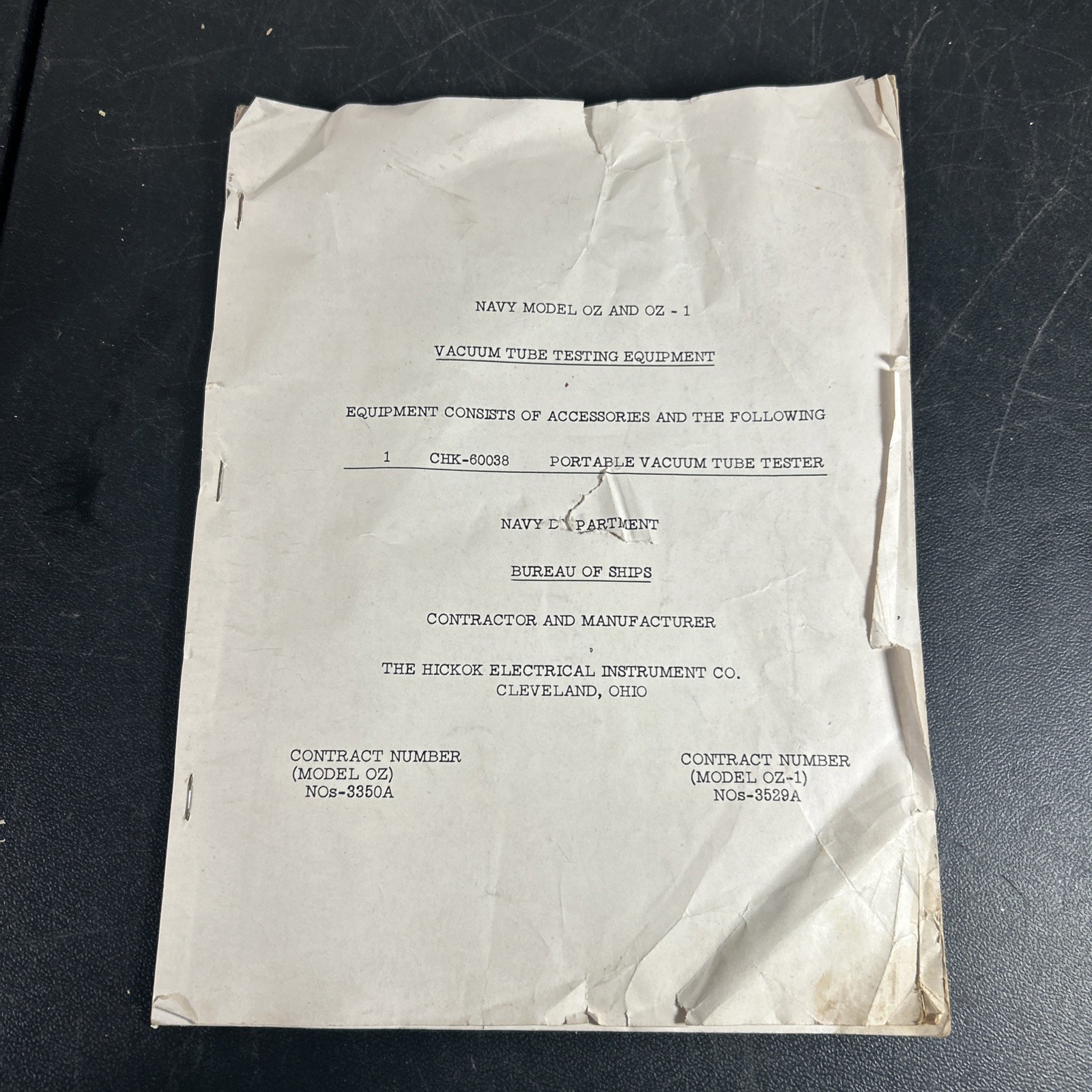 Instruction Book for Hickok Model 550X Multi-Tester