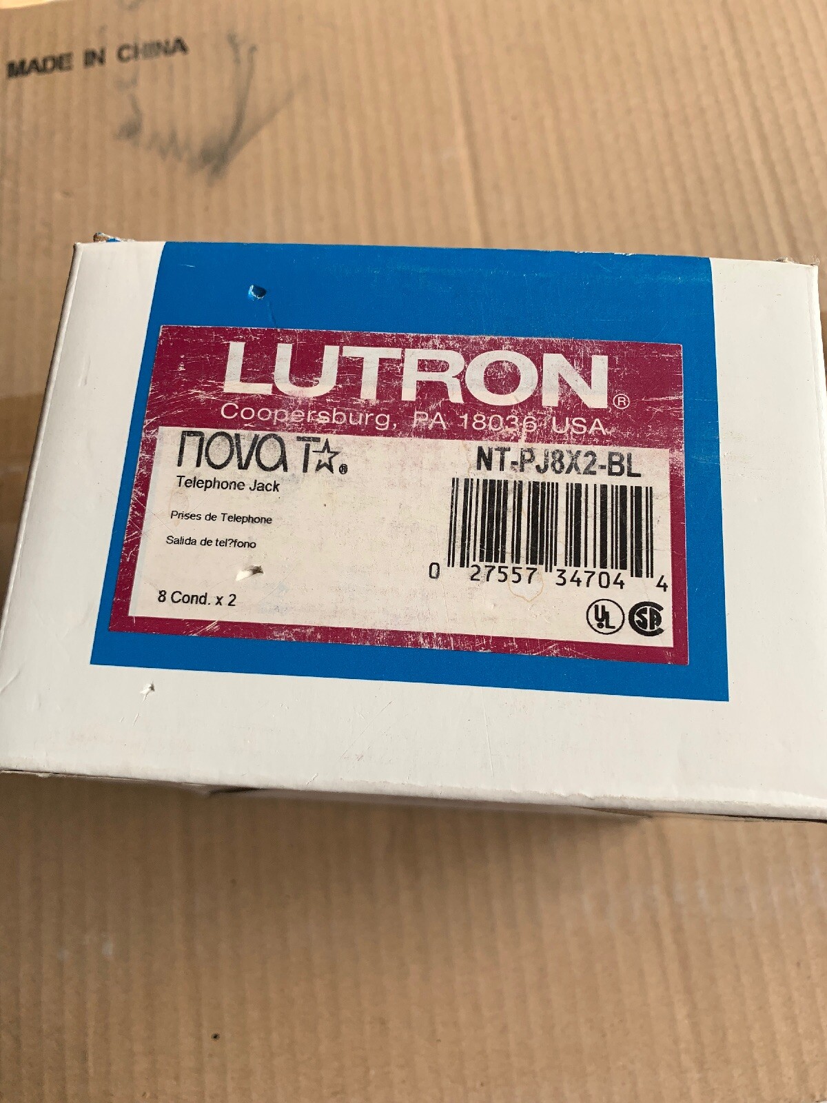 Lutron NT-PJ8X2-BL Nova T Dual Phone Jack, 8-Conductor RJ45 Category 5 in Black