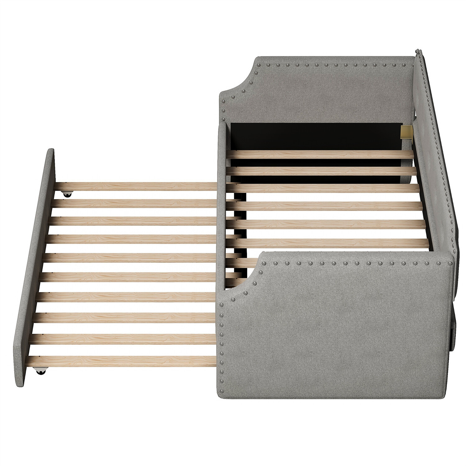 Twin Size Daybed with Pull-Out Trundle Bed Upholstered Bed Frame Sofa Bed US