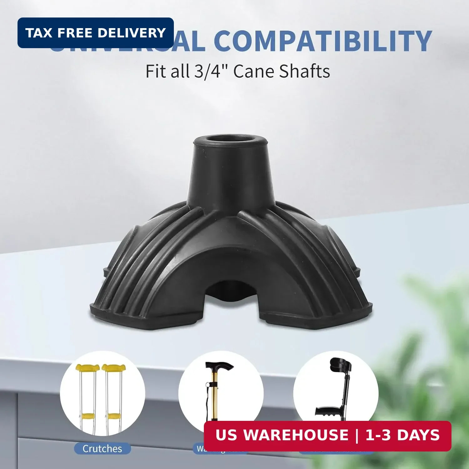 Cane Tips, 3/4 Inch Quad Cane Tip Self Standing Rubber Tips for Walking Canes, W