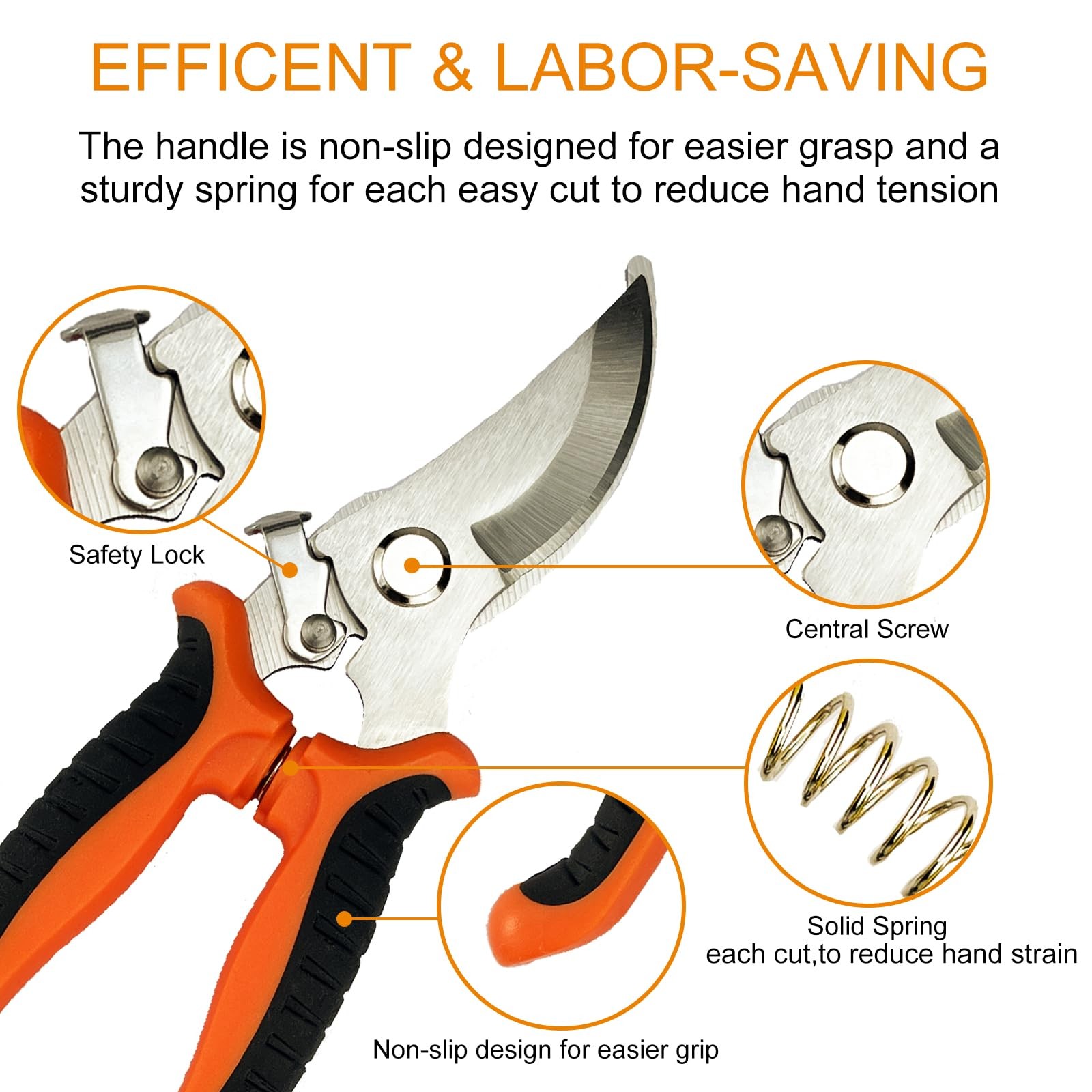 Pruning Shears, 5 Pack Garden Shears with Medium, Orange, Yellow, Green