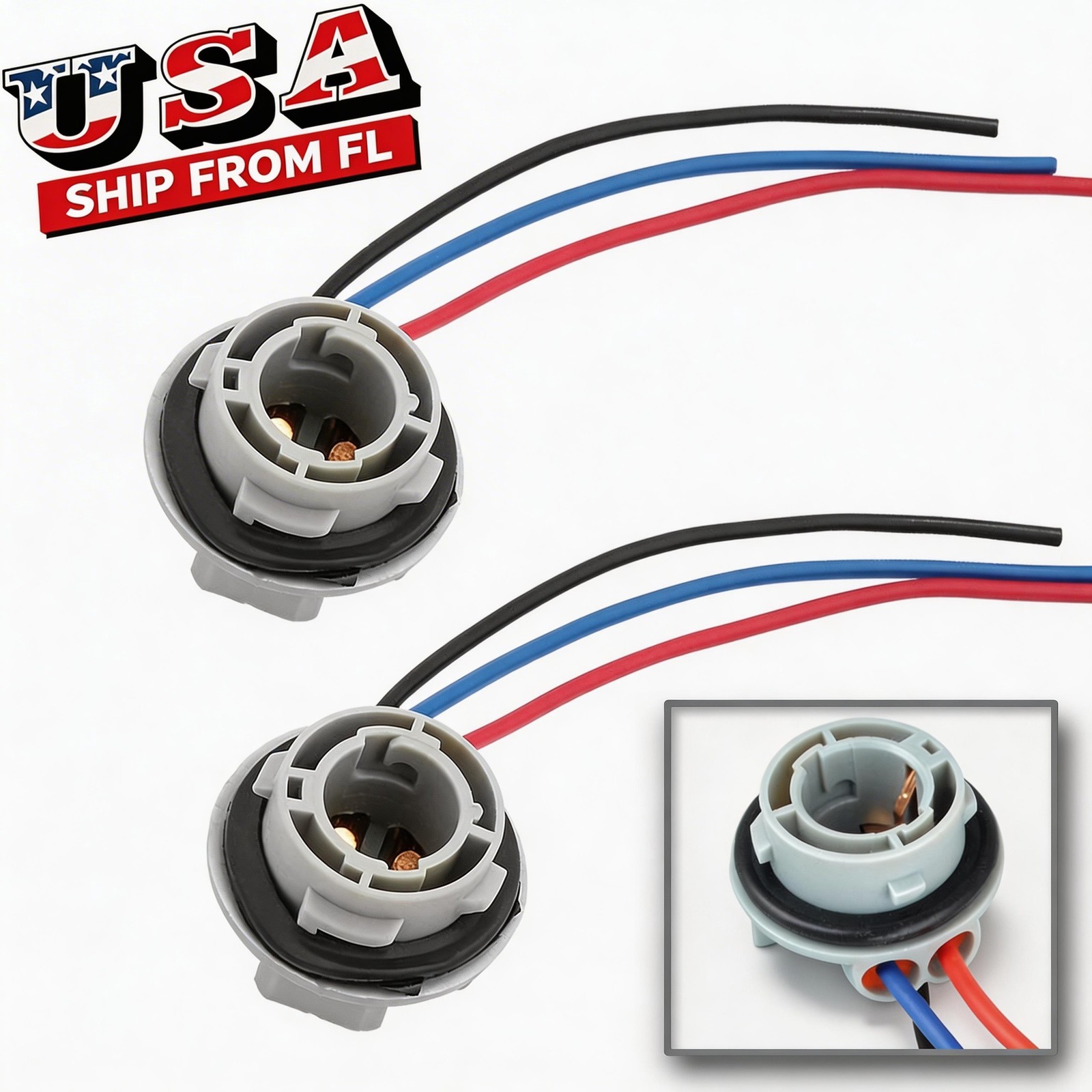 2pcs 1157 2057 2357 Rear Turn Signal Light Female Socket Wire Harness Connector
