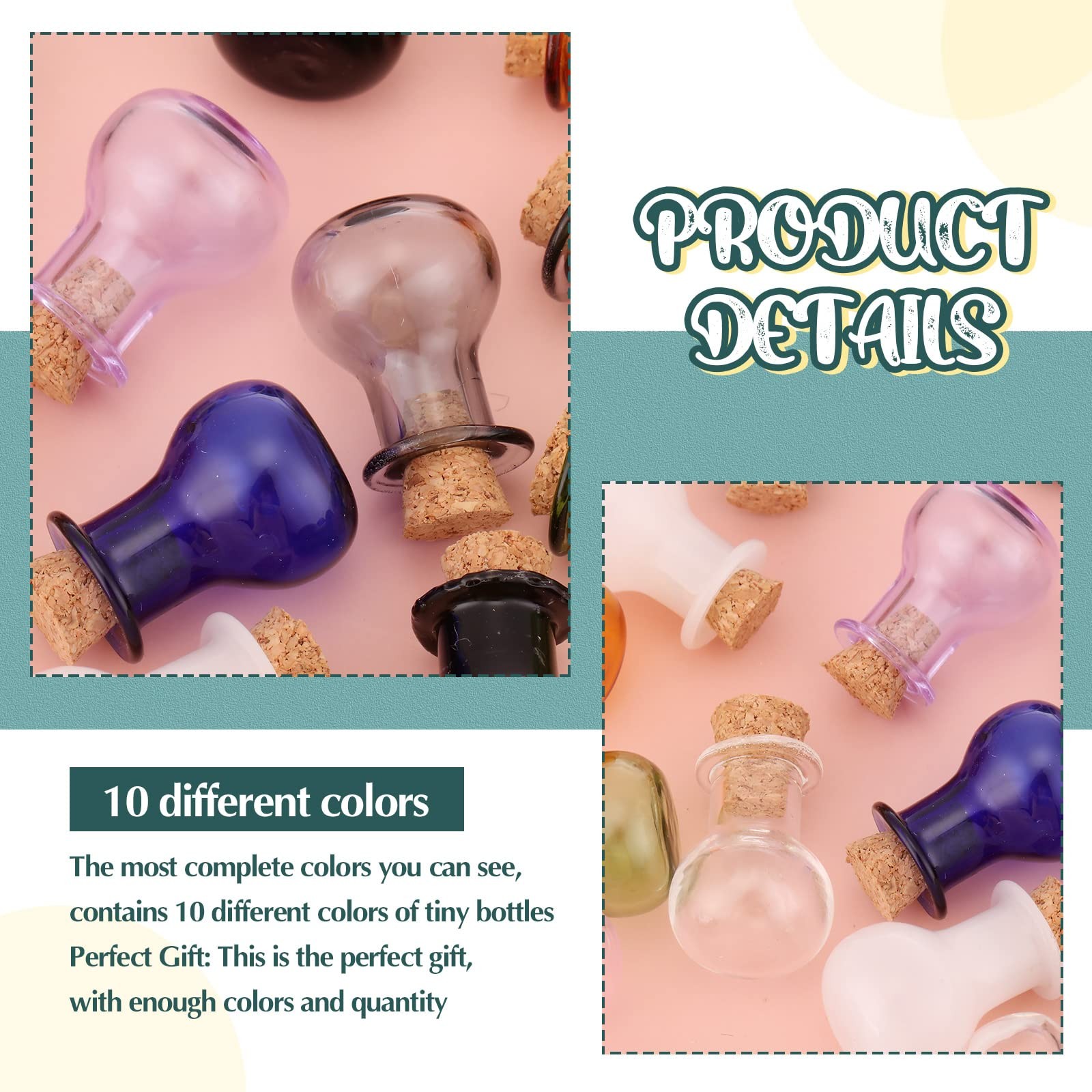 20 Pieces Tiny Spell Jars Mini Potion Bottles with Cork Clear Rum Mini Bottle...